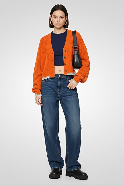 Diesel Women V-Neck Knitted Button Front Cardigan, Burnt Orange