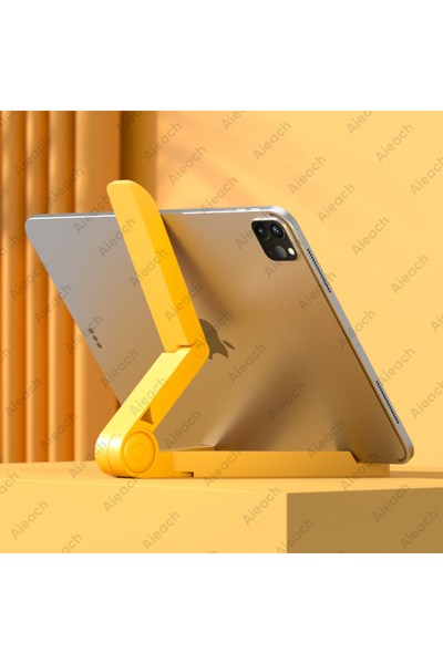 Choice حامل مكتبي أصفر للأجهزة اللوحية من 4.7 إلى 12.9 بوصة، حامل قابل للطي و...