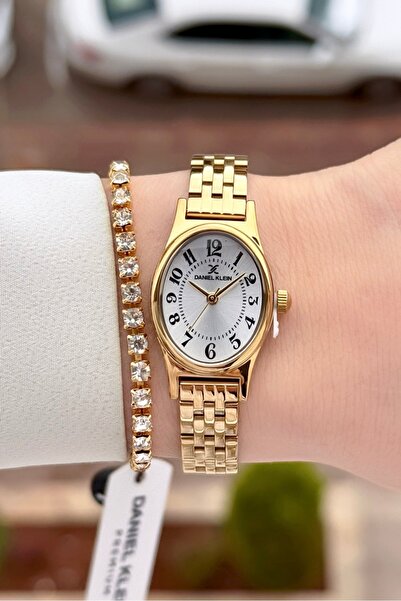 Daniel Klein Sarı Renk 24 Ay Garantili Rakamlı Kadın Kol Saati ve Bileklik