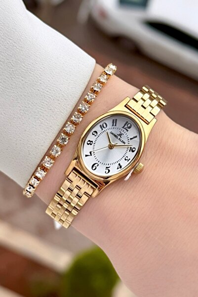 Daniel Klein Altın Renk 2 Yıl Garantili Rakamlı Kadın Kol Saati Ve Bileklik