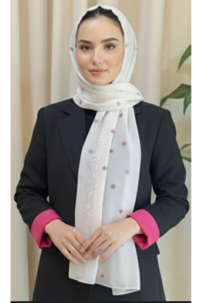 Veil Designer طرحة بوال بقماش ياباني تطريز .زهور ملونه المقاس : 60 * 190