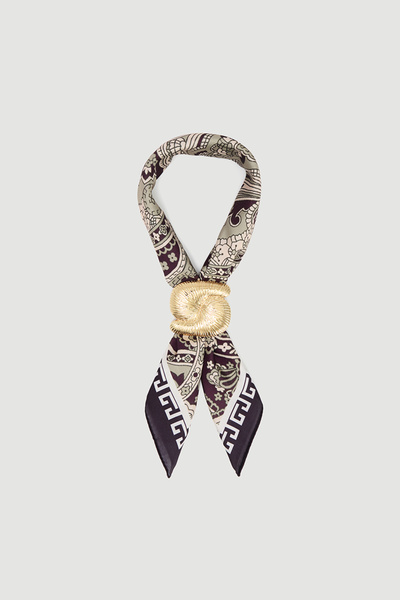 Gusto وشاح منقوش مع إكسسوارات - لون البرقوق