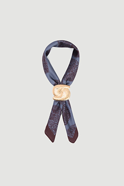 Gusto Heart Figured Scarf with Accessories - Gray