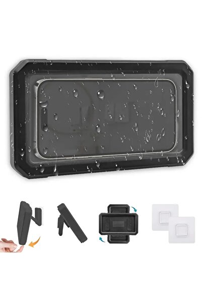 Choice حامل هاتف أسود مقاوم للماء، قابل للدوران 480 درجة، مناسب للحمام والمنز...