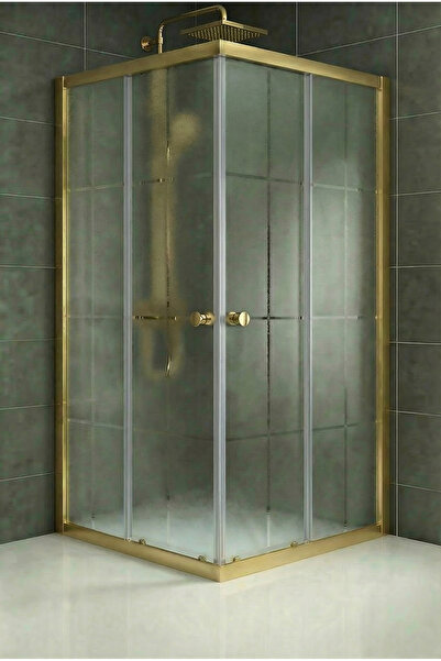 Durul Duşakabin Kare Altın Karomat Desen Cam