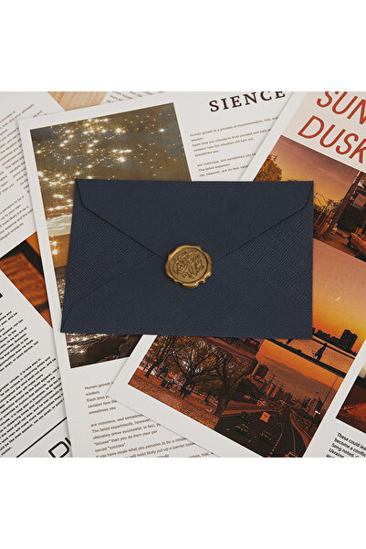 Choice3 Blue 10pcs Linen-Textured Envelope Set with Wax Seal - Retro Western ...