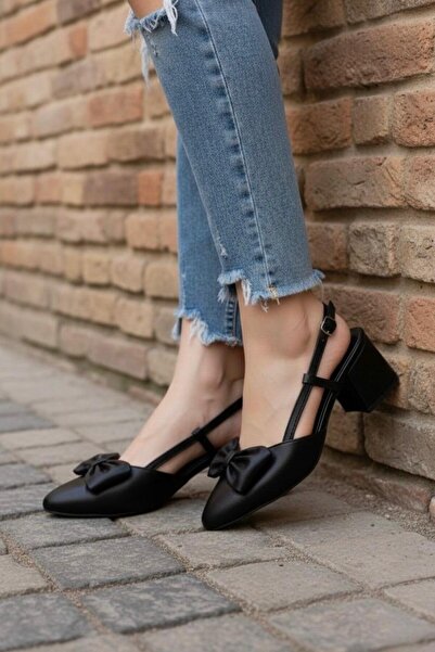 marinarosse حذاء نسائي بكعب كلاسيكي من الجلد الأسود اليشم