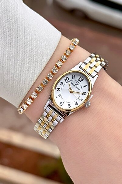 Daniel Klein Altın Metalik Renk 2 Yıl Garantili Rakamlı Kadın Kol Saati Ve Bi...