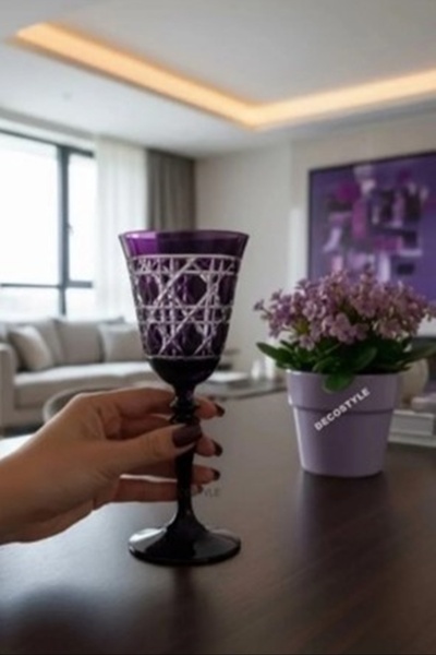 DECOSTYLE Gloria El Kesmesi Renkli Kadeh Bardak 270 cc - Tekli Lüks Ayaklı Ca...