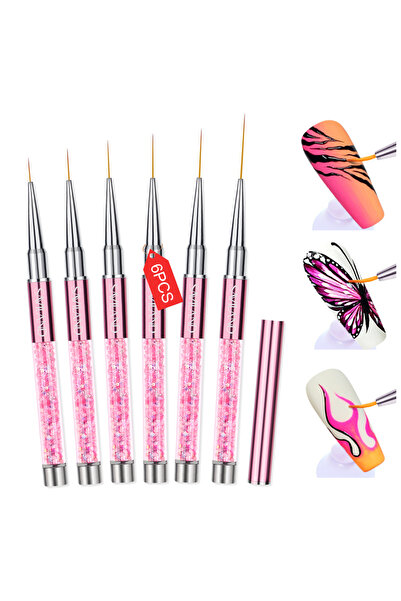 Choice مجموعة سافيلاند الوردية المكونة من 6 قطع من فرش رسم الأظافر وفرشاة الر...