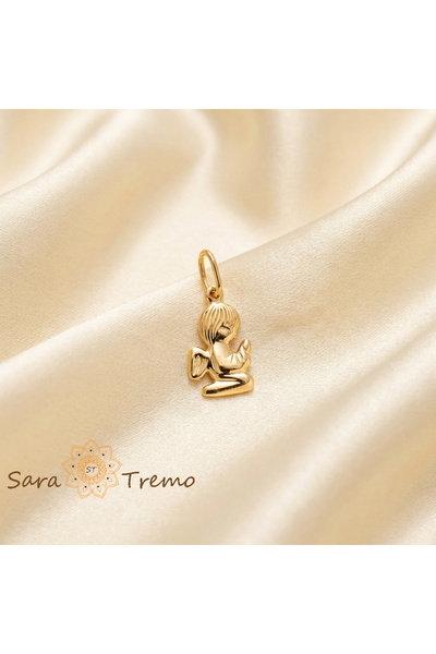 SaraTremo Pandantiv placat cu aur cu înger păzitor
