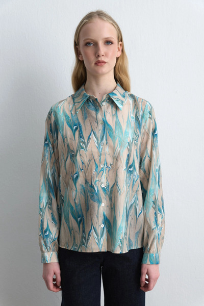 Gusto Anka Collection Patterned Lyocell Shirt - Blue