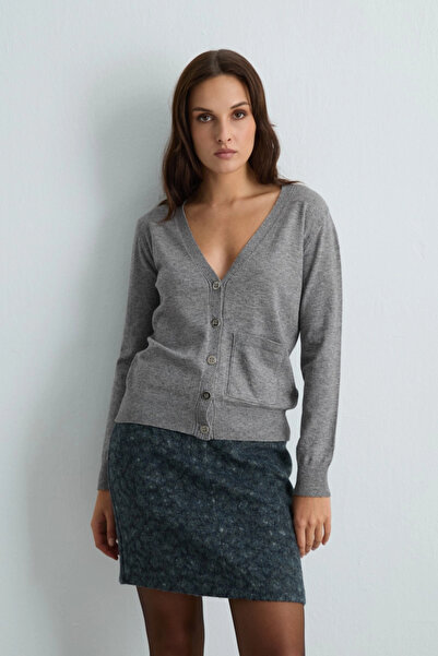 Gusto Basic Knitwear Cardigan - Gray