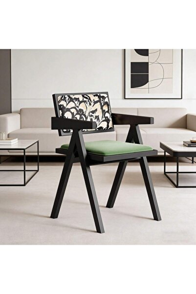 Mtanvxay Retro Rubber Wood Living Room Chair Velvet Fabric Armchair for Multi...