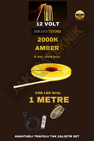 ankarateknik 5mm. Ultra İnce tak çalıştır 1 METRE COB Şerit Led/ Renk Seçiniz