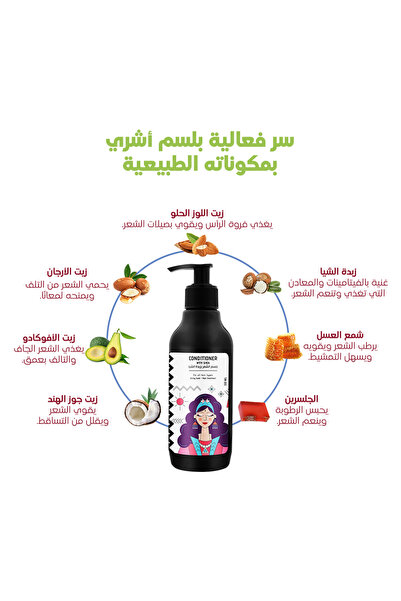 Ashry NATURAL بلسم عشبي لإصلاح الشعر، يمنح ترطيباً عميقاً ونعومة ولمعاناً، خا...