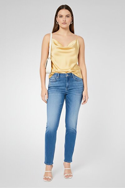 Replay Women Skinny Fit Washed Stretchable Denim Jeans, Blue