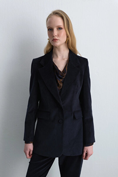 Gusto Anka Collection Corduroy Blazer Jacket - Navy Blue