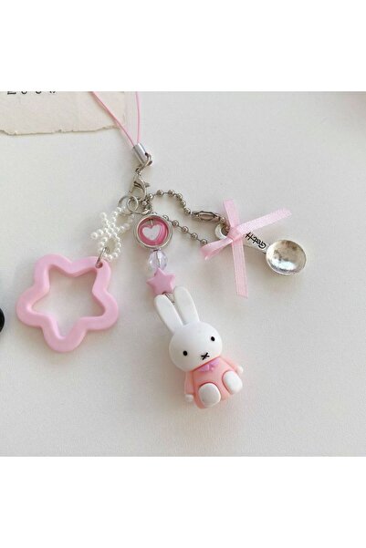 Choice سلسلة مفاتيح على شكل أرنب كرتوني وردي لطيف من ميفي، قلادة للحقيبة، بتص...