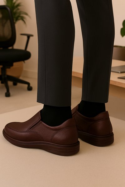 CACTUS BOUTİQUE Men's Inside and Outside Genuine Leather Orthopedic Shoes Daily Large Size Comfort Classic Casual Shoes