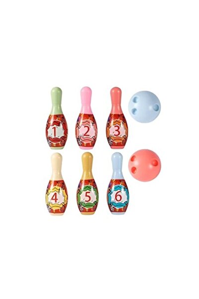 ANGMAD Set de joaca ANGMAD, 6 popice numerotate si decorate cu o girafa si di...