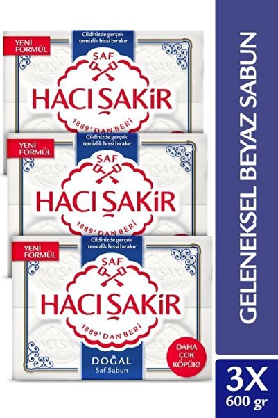 Hacı Şakir Doğal Geleneksel Saf Beyaz Sabun 4x150 gr X3 Adet