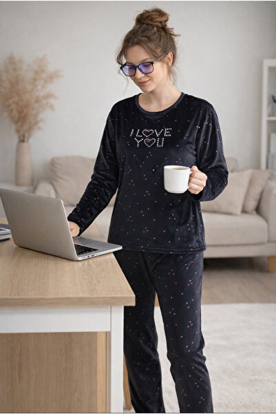 Tarık Baskılı kadife pijama takımı