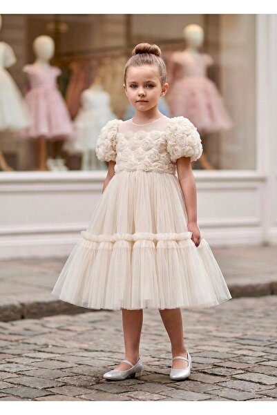 miaras baby فستان أميرة للفتيات بأكمام بالون مزين بالزهور