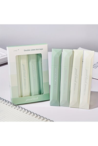 Choice قلم لاصق أخضر دوار مزدوج الجوانب، 4 قطع، لاصق لا يترك أثراً، مثالي لأع...