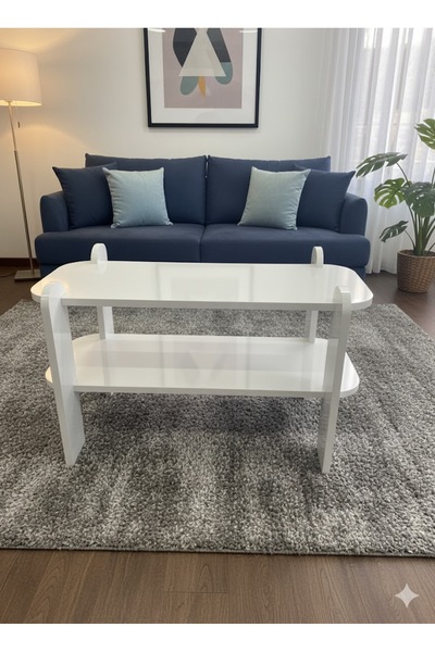 NORDVİA Şık ve Kullanışlı Beyaz Düz Salon Sehpası 80*30*47