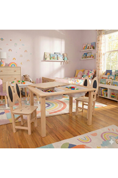 Toysilla طاولة الأنشطة - طاولة للعب والدراسة تتسع لشخصين (تشمل الكراسي ذات ال...