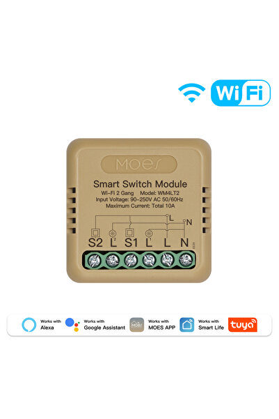 MOES مفتاح ذكي ثنائي المقابض يعمل بتقنية الواي فاي، وحدة واي فاي/زيجبي من 1 إ...