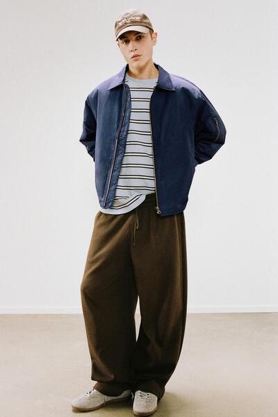 Pull & Bear Bomber jacket with shirt collar