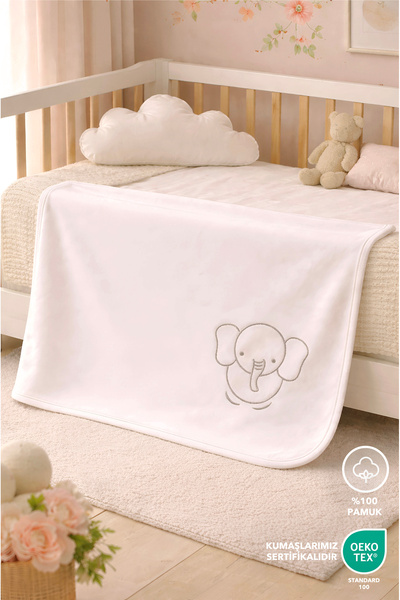 Lilalinda Baby Blanket 100% Cotton with Embroidery Detail for 4 Seasons