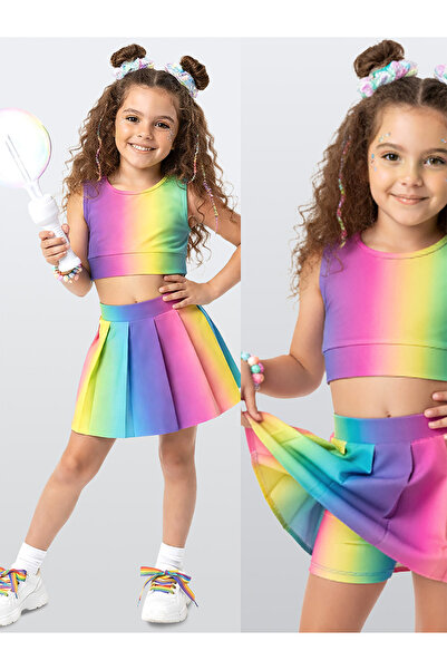 Denokids Girls' Sports Leggings Crop Top 2-Piece Set 6-10Y