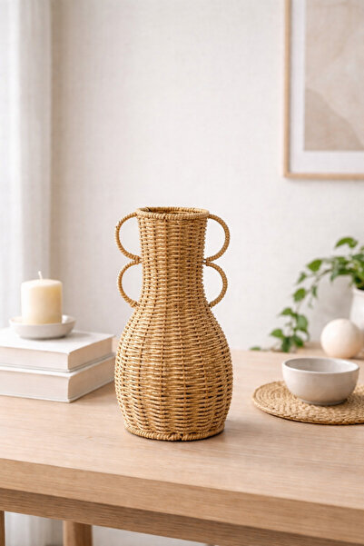 YzHome مزهرية زهور مزخرفة من الخيزران مقاس 27*12 سم