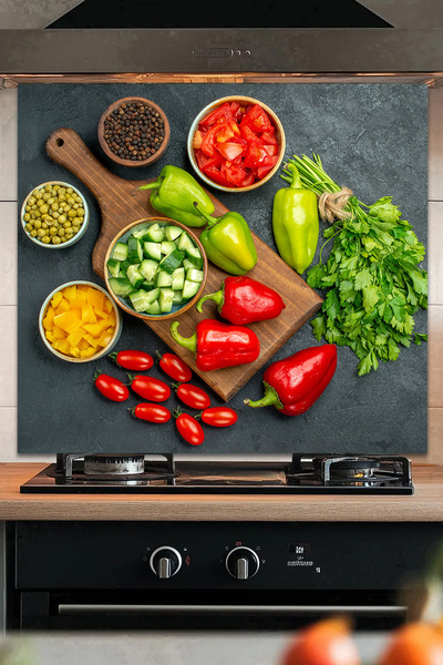 Tilki Dünyası Delicious Vegetables Kitchen Stove Back Sticker