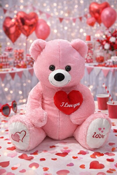 BeySüS دمية دب قطيفة وردي لطيف - 47 سم