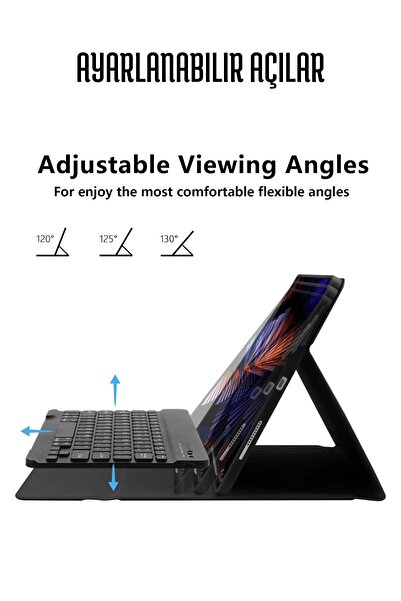 Fuchsia iPad Air 11 inç M2 Çipli 2024 6. Nesil Uyumlu Klavyeli Stand Özellikl...