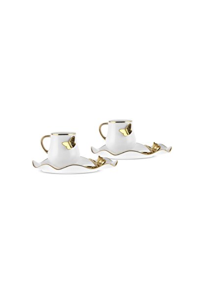 Karaca Kelebekli Gold Coffee Cup for 2 Persons 90 ml