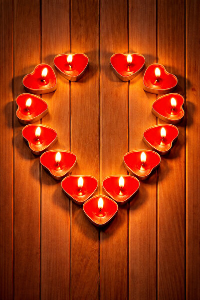 Parti dolabı 10 adet Kırmızı Kalpli Tealight Mum Sevgiliye Hediye Kalp Mum Ev...