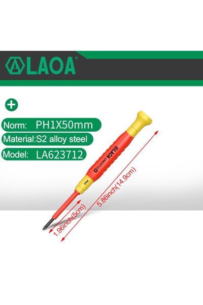 Choice مفك براغي دقيق معزول من LAOA، طراز PH1-LA623712، صغير الحجم، على شكل ص...