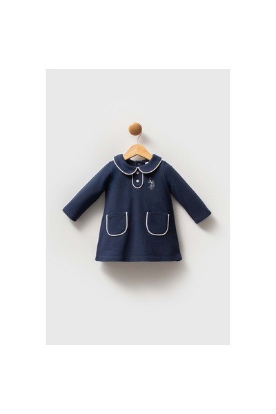 U.S. Polo Assn. Kids US POLO KIZ BEBE YAKA CEP DETAYLI ELBİSE LACİVERT