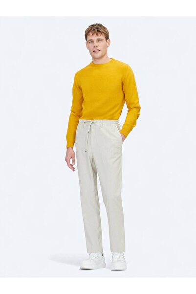 Kip Light Beige Plain Woven Jogging Fit Casual Pants