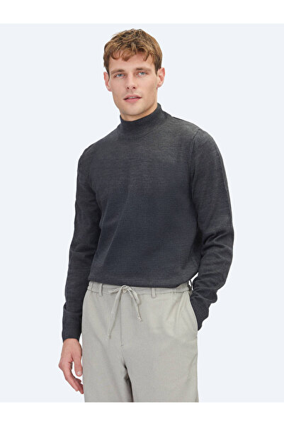 Kip Anthracite Half Turtleneck Plain Knit Sweater