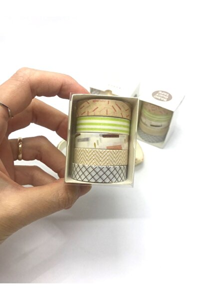 Genel Markalar 5'li Desenli Mini Washitape/kağıt Bantlar ( 5 Adet*1cmx2m)