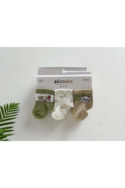Ekinoks Dog Triple Baby Socks Green