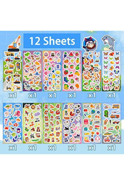 Choice 12 ورقة - 12-36 ورقة ملصقات بالجملة لسجل قصاصات الأطفال، تتضمن حيوانات...