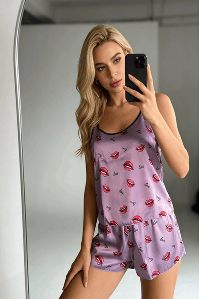 Gece İncisi Σετ σορτς με στάμπα χειλιών