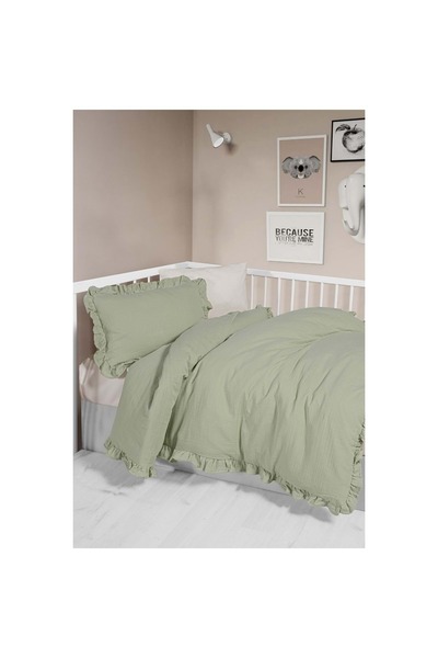 Kanz Unisex Fluffy 2 Layer Muslin Bedding Set Green